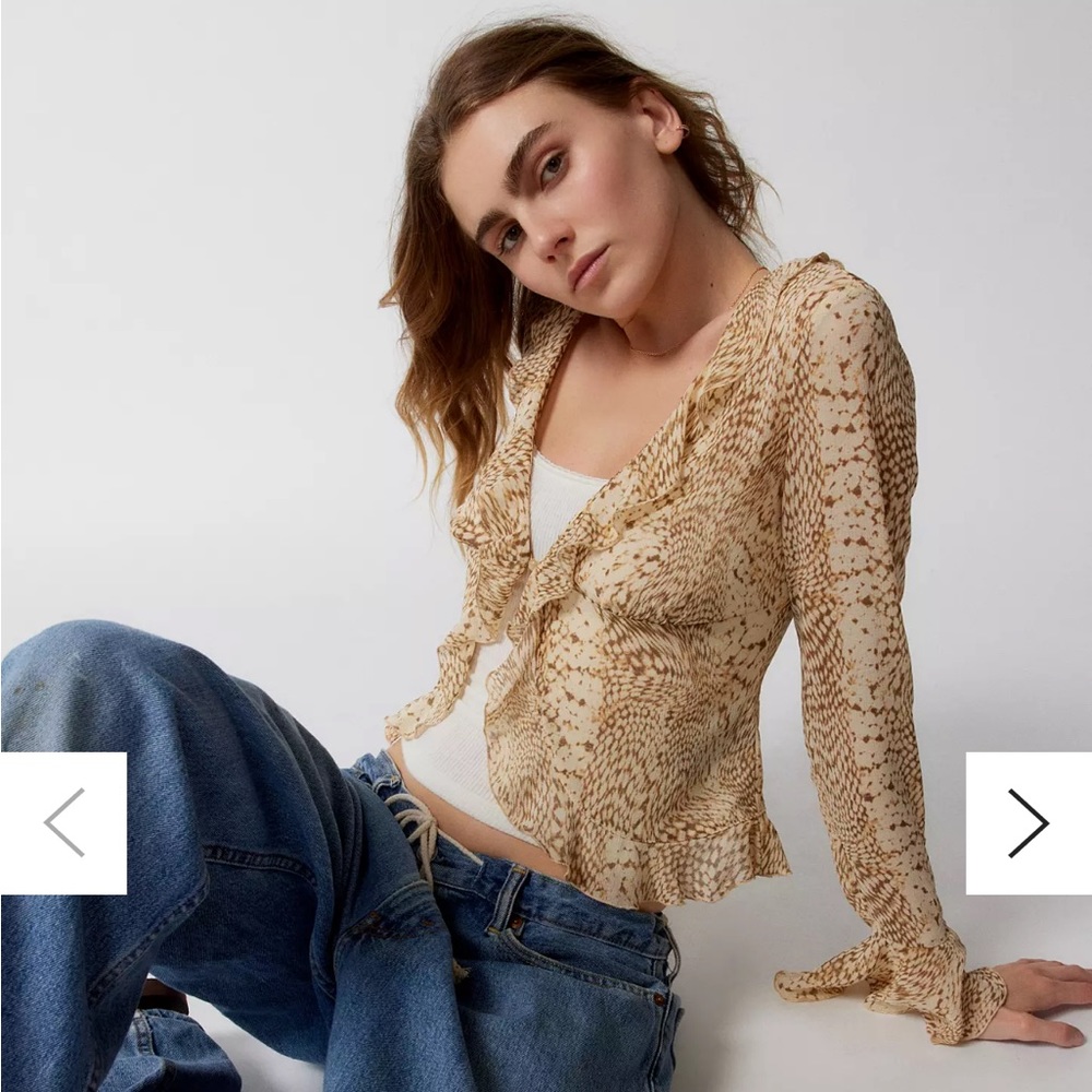 Urban Outfitters Semi Sheer Ruffle Blouse